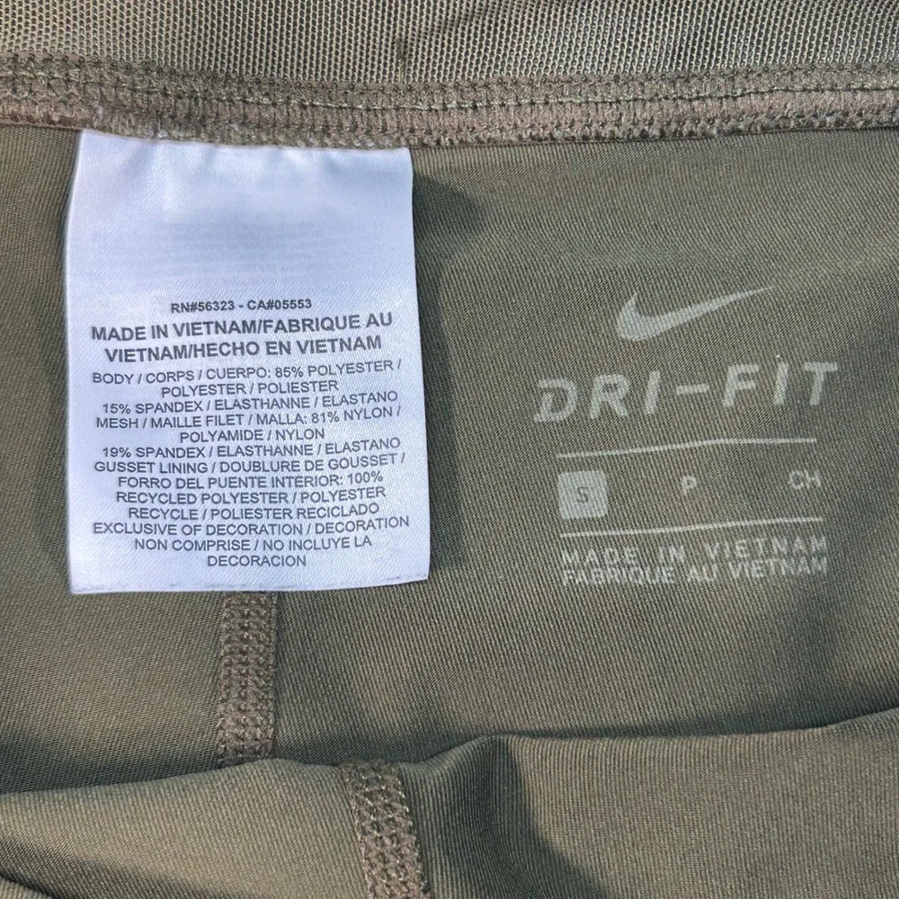 Nike Dri-FIT Women Olive Green Polka Dot Side Panel Running Leggings‎ Small